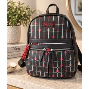 Danielle Nicole Disney Mulan Mini Backpack Y2K Disneycore Black Red